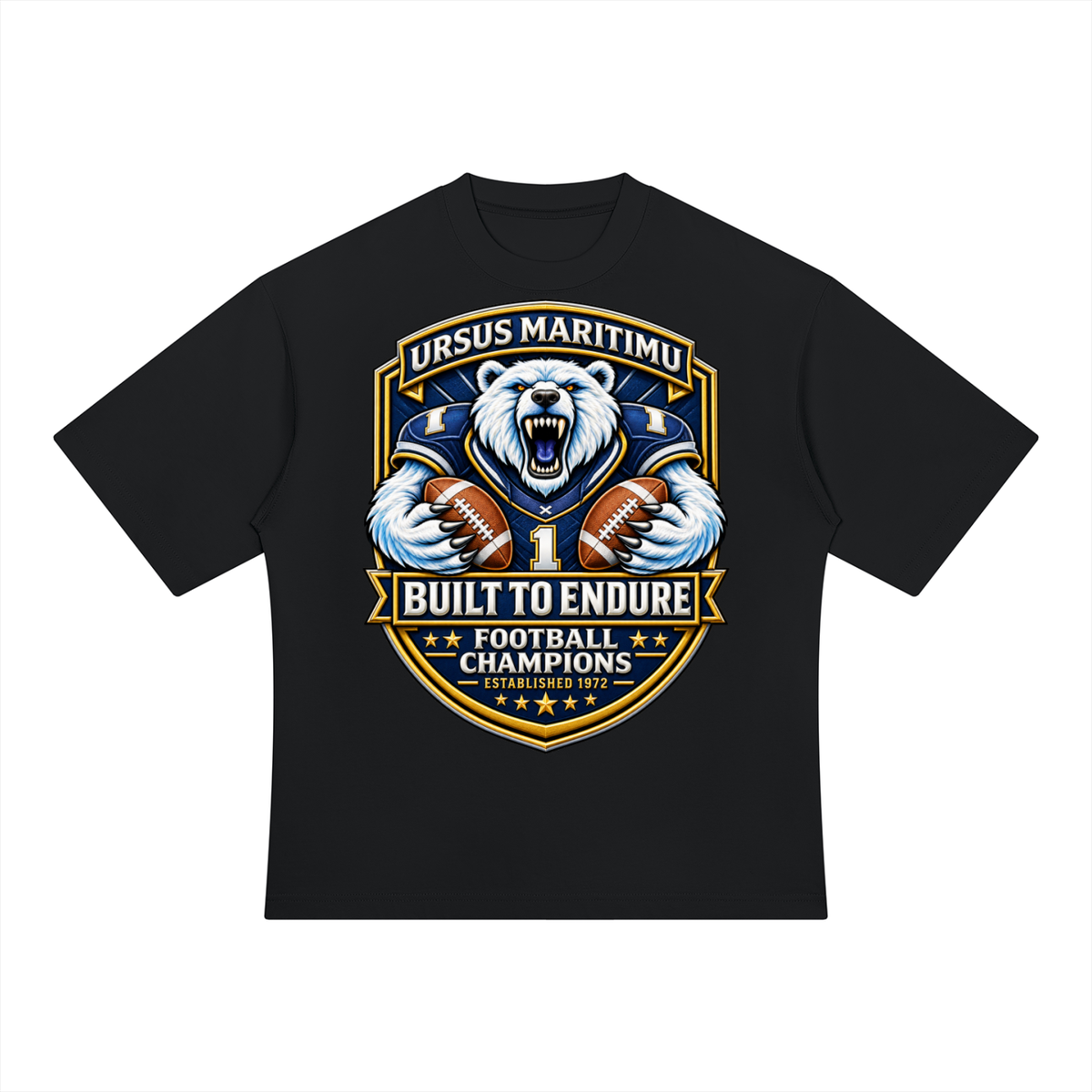 THE ENDURANCE GRIDIRON — URSUS MARITIMU Heavyweight Oversized T-Shirt